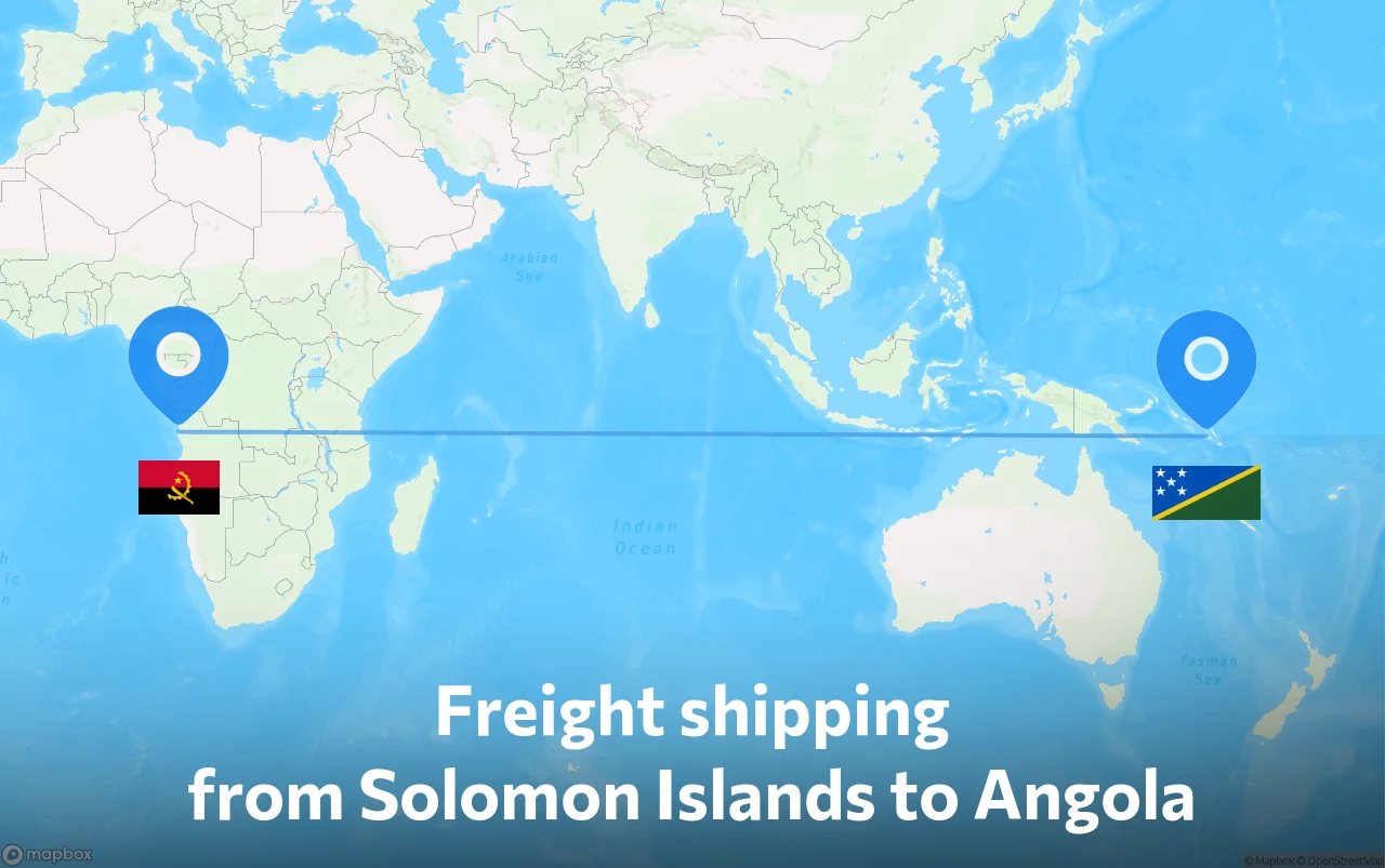 Shipping route from Solomon Islands to Angola