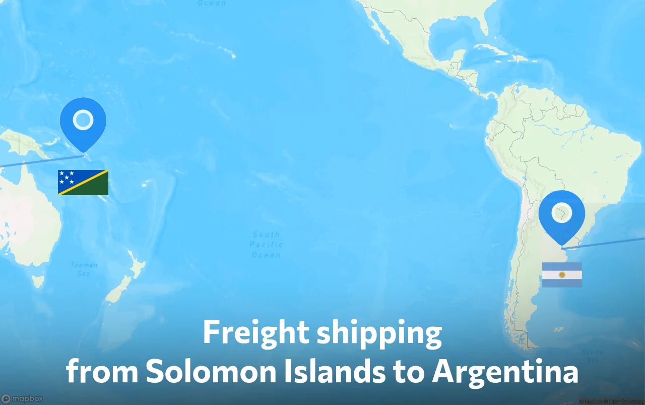 Shipping route from Solomon Islands to Argentina