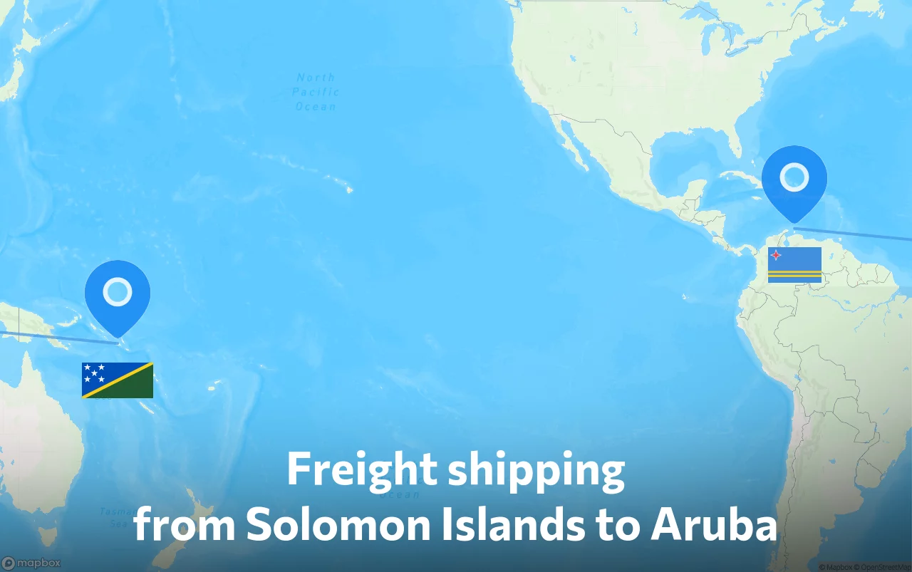 Shipping route from Solomon Islands to Aruba
