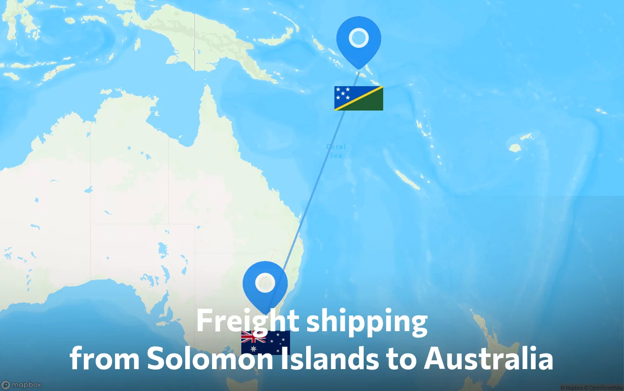 Shipping route from Solomon Islands to Australia