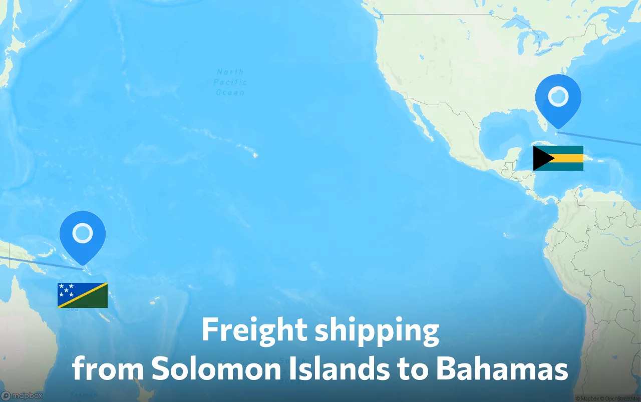Shipping route from Solomon Islands to Bahamas