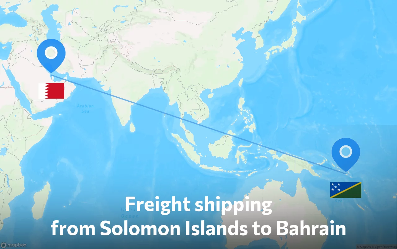 Shipping route from Solomon Islands to Bahrain