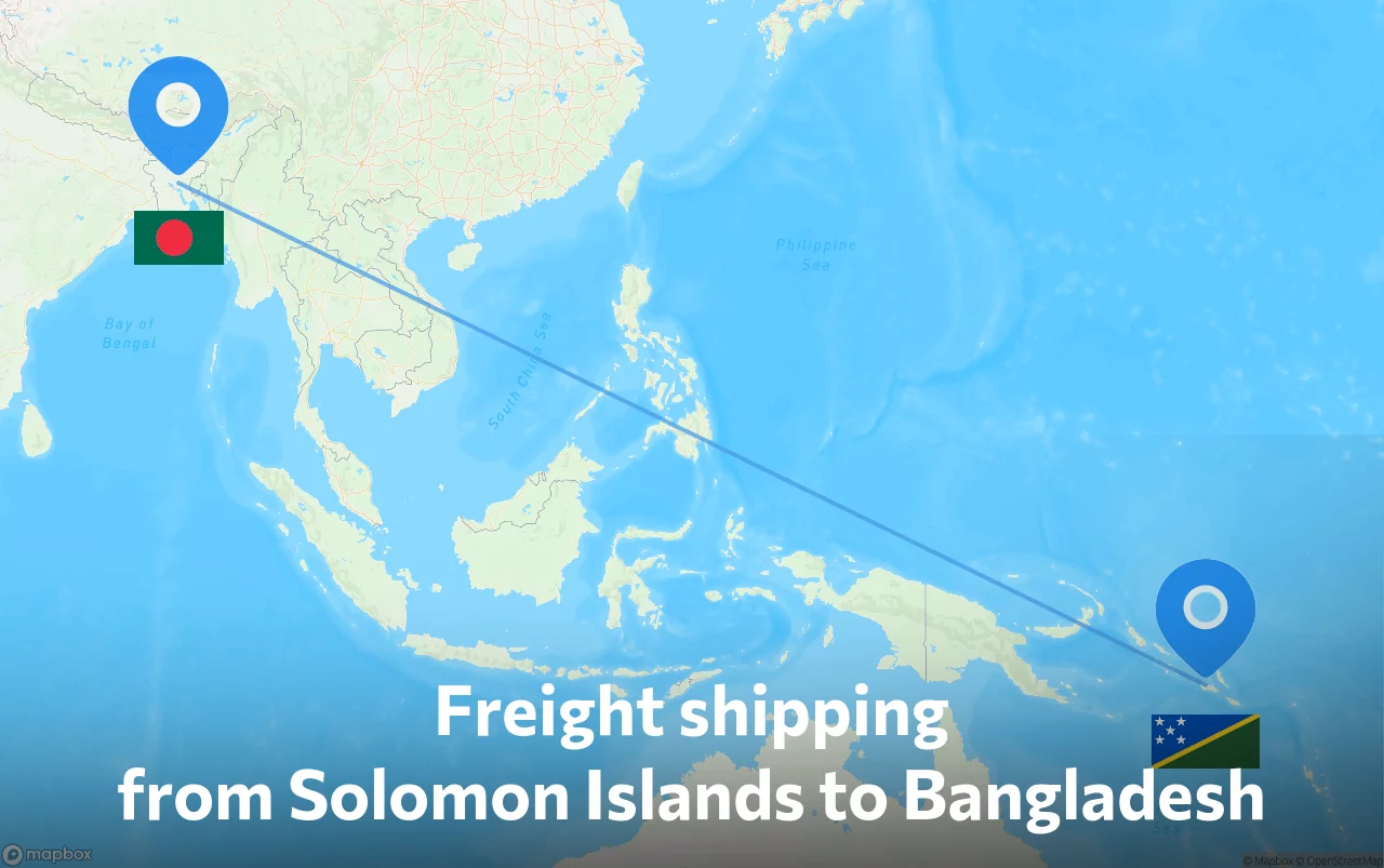 Shipping route from Solomon Islands to Bangladesh