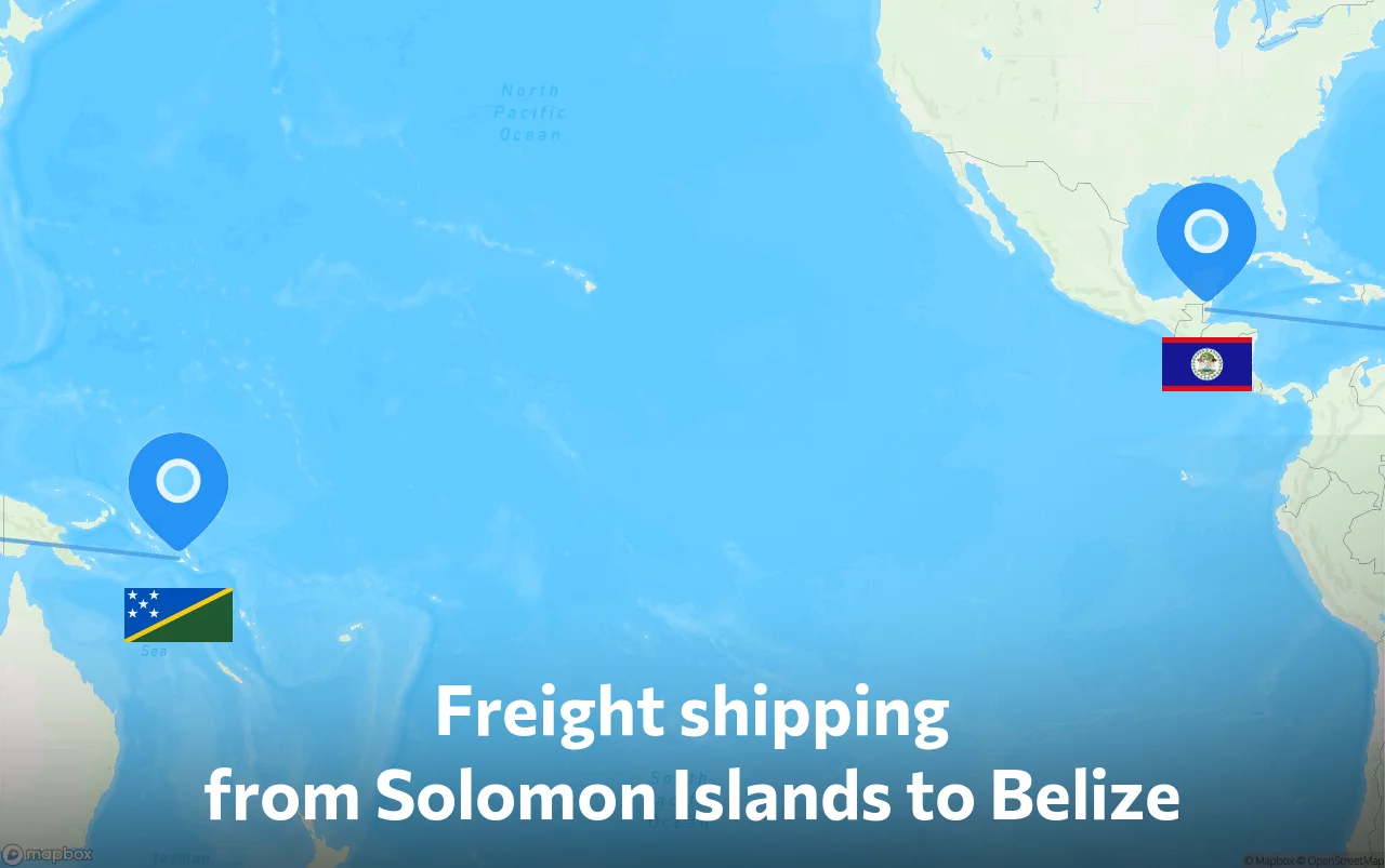 Shipping route from Solomon Islands to Belize