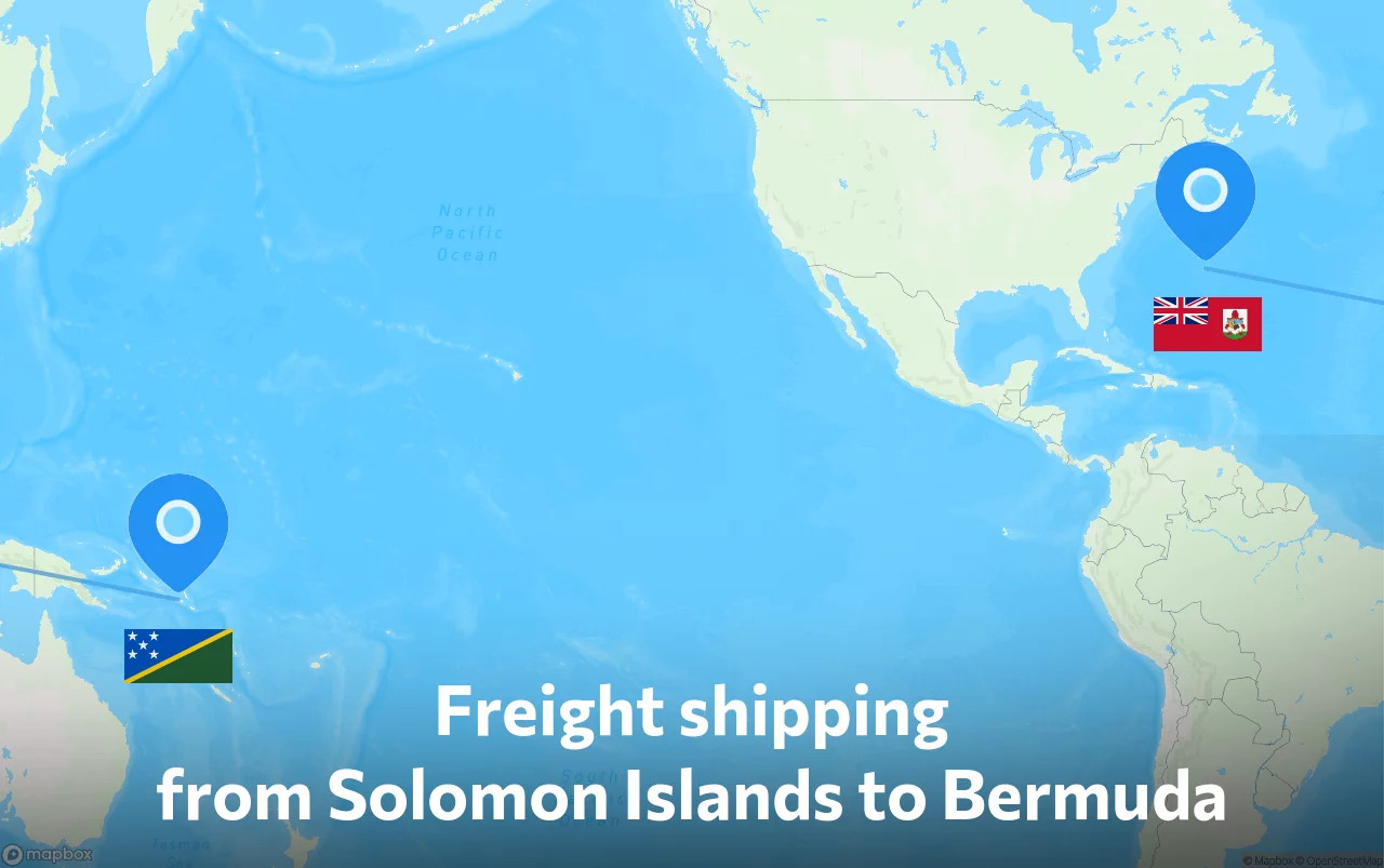 Shipping route from Solomon Islands to Bermuda