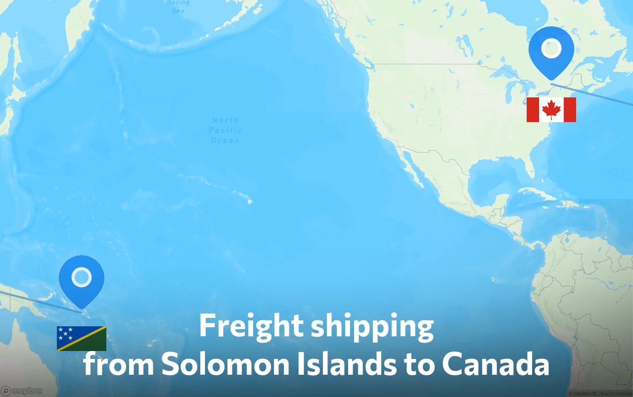 Shipping route from Solomon Islands to Canada