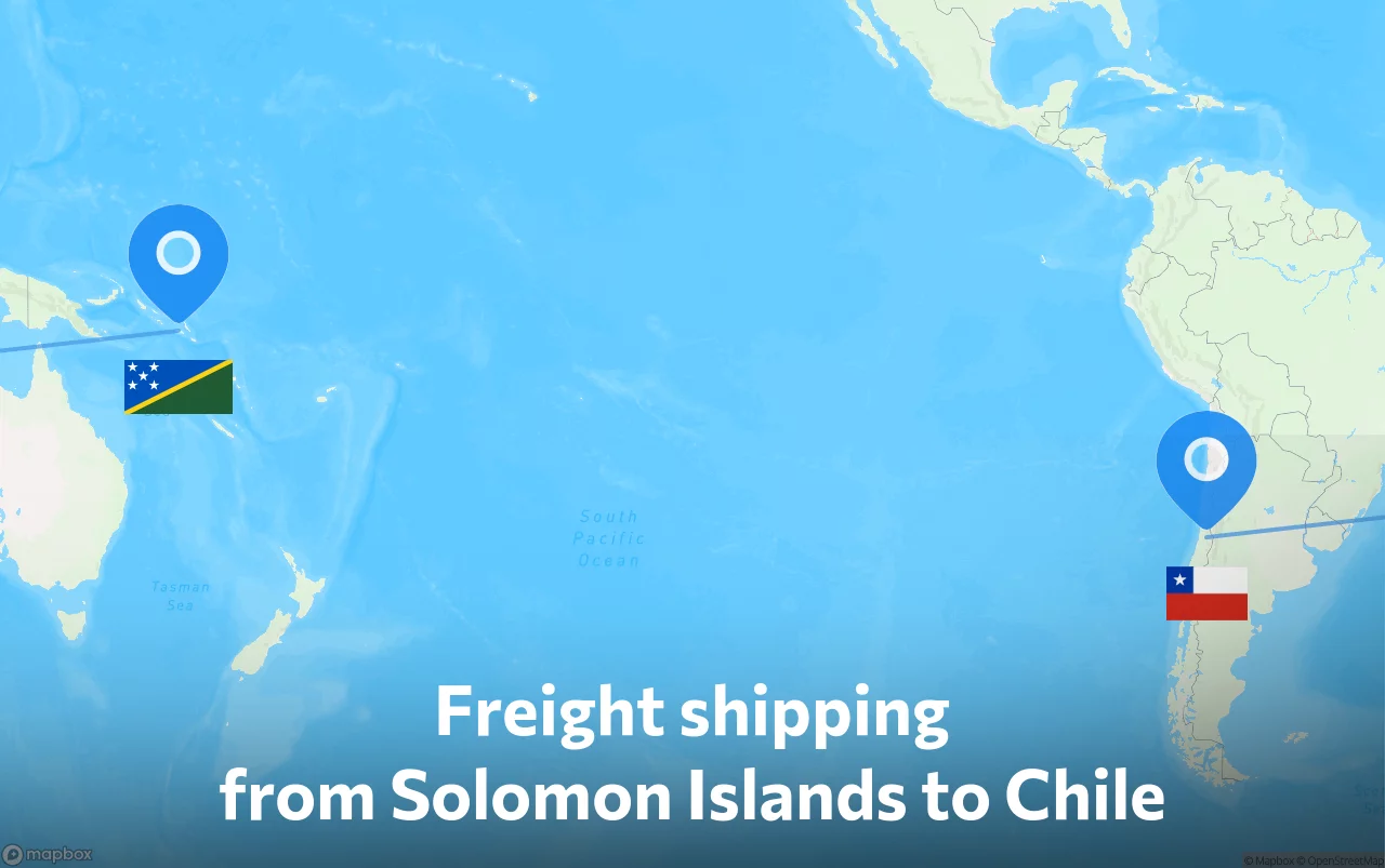 Shipping route from Solomon Islands to Chile