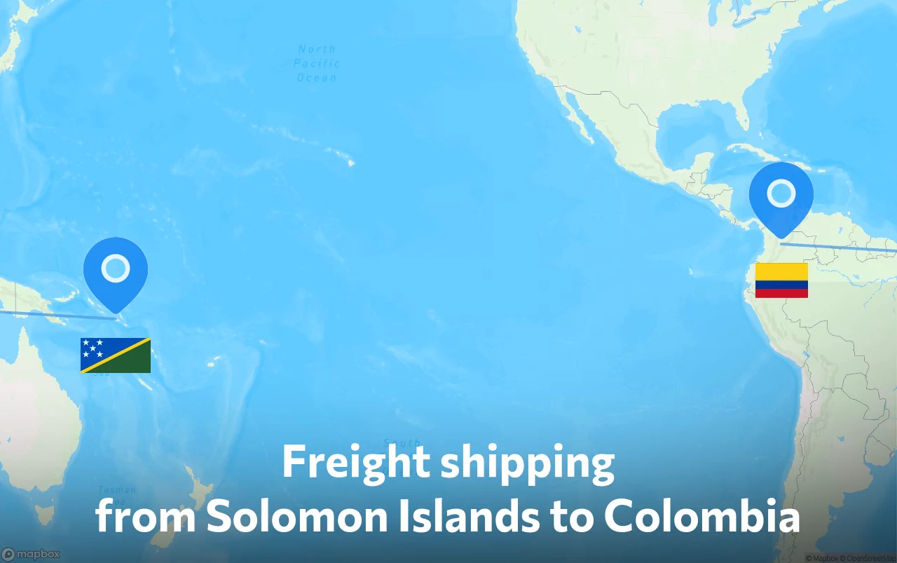 Shipping route from Solomon Islands to Colombia