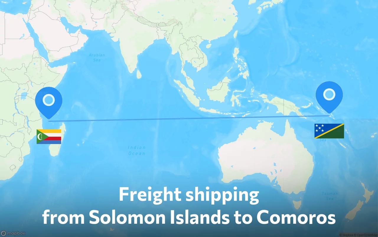 Shipping route from Solomon Islands to Comoros