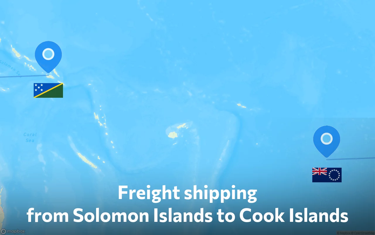 Shipping route from Solomon Islands to Cook Islands