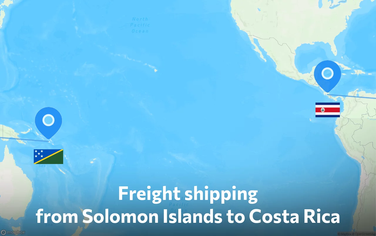 Shipping route from Solomon Islands to Costa Rica