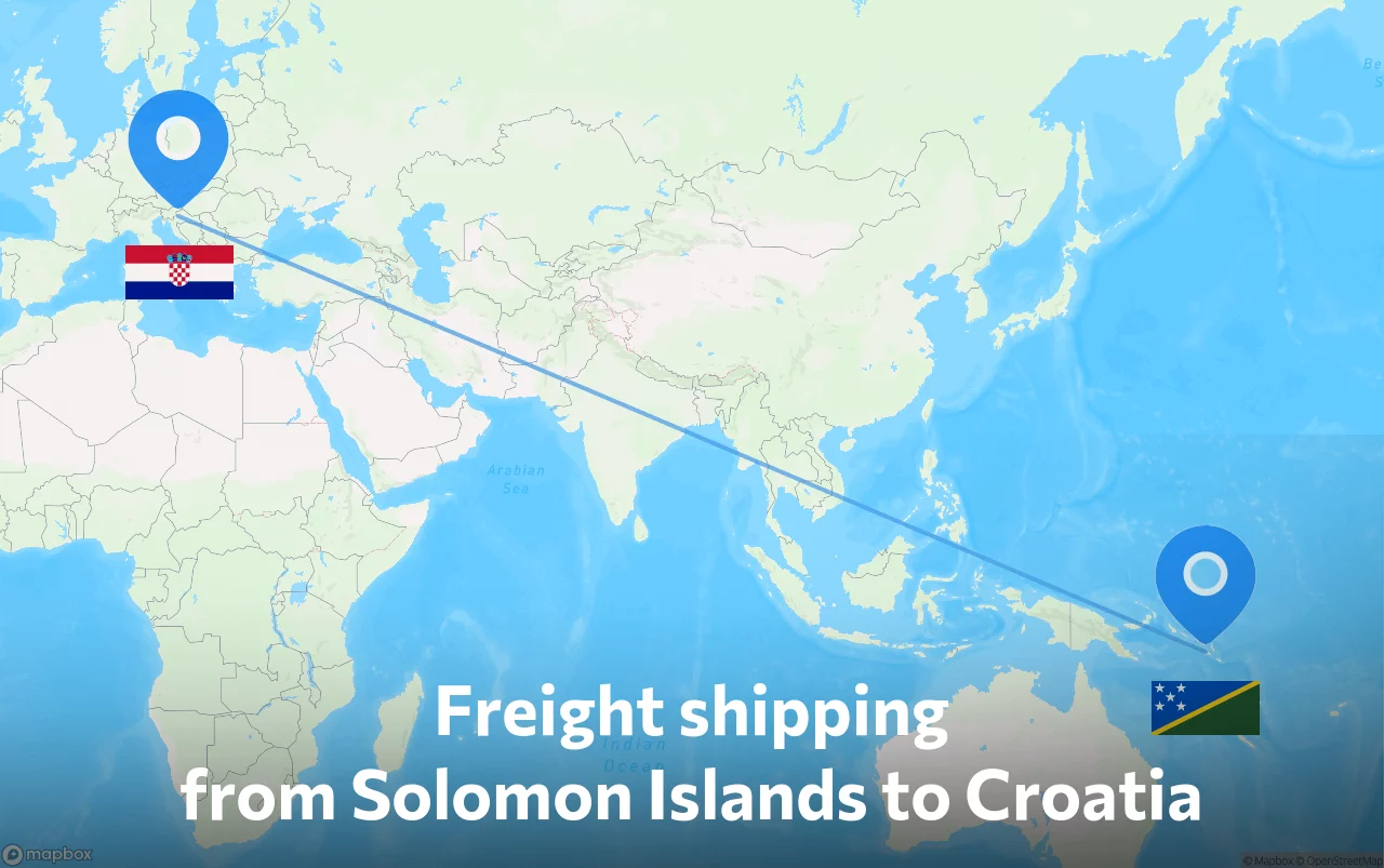Shipping route from Solomon Islands to Croatia