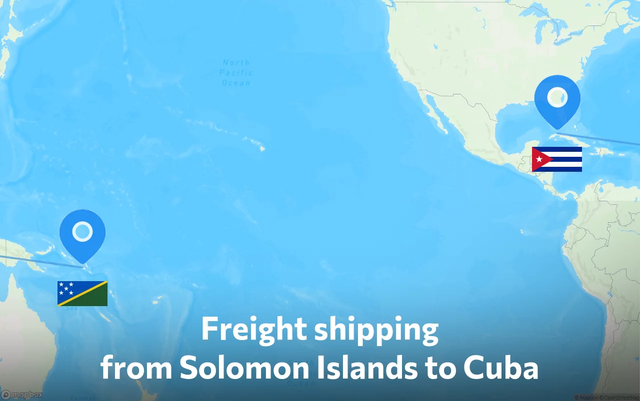 Shipping route from Solomon Islands to Cuba