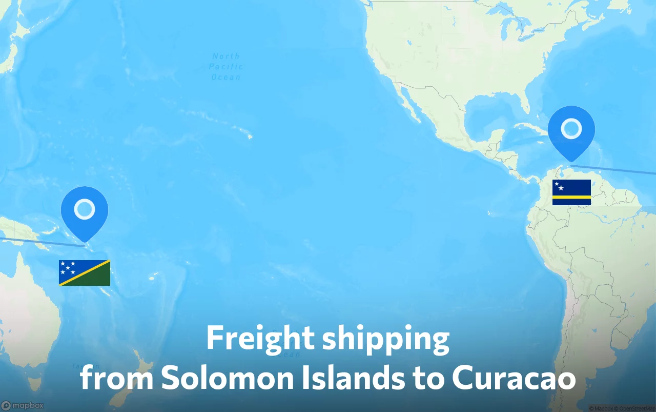 Shipping route from Solomon Islands to Curacao