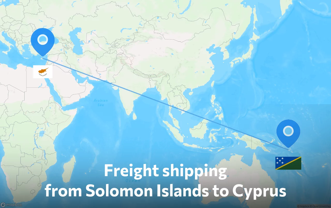 Shipping route from Solomon Islands to Cyprus