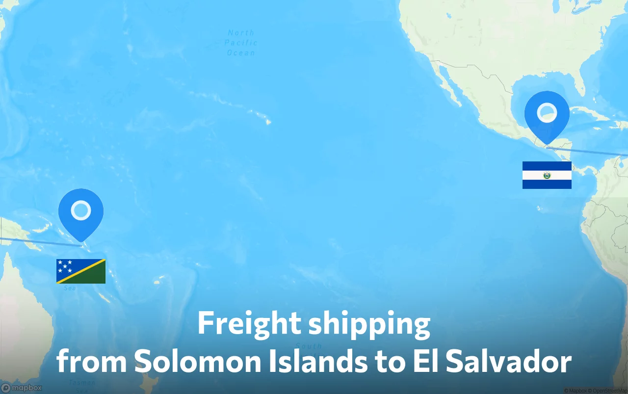 Shipping route from Solomon Islands to El Salvador