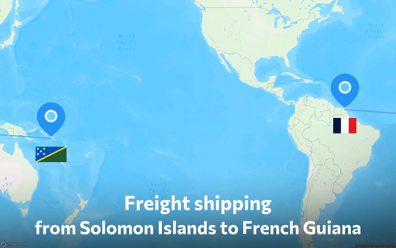 Shipping route from Solomon Islands to French Guiana