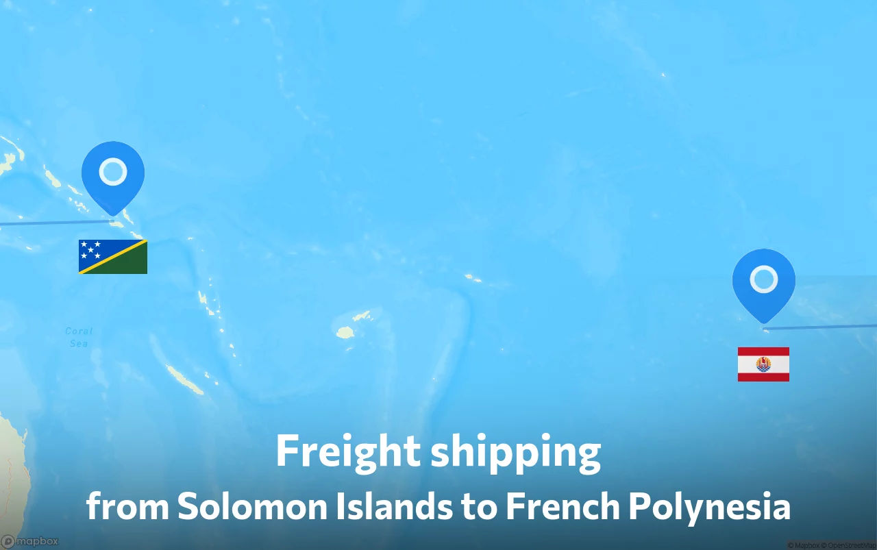 Shipping route from Solomon Islands to French Polynesia