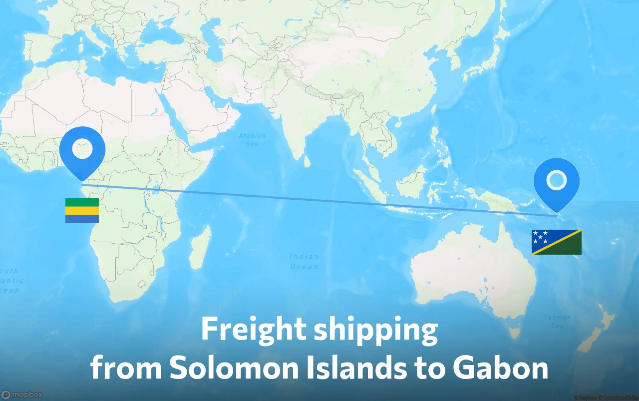 Shipping route from Solomon Islands to Gabon