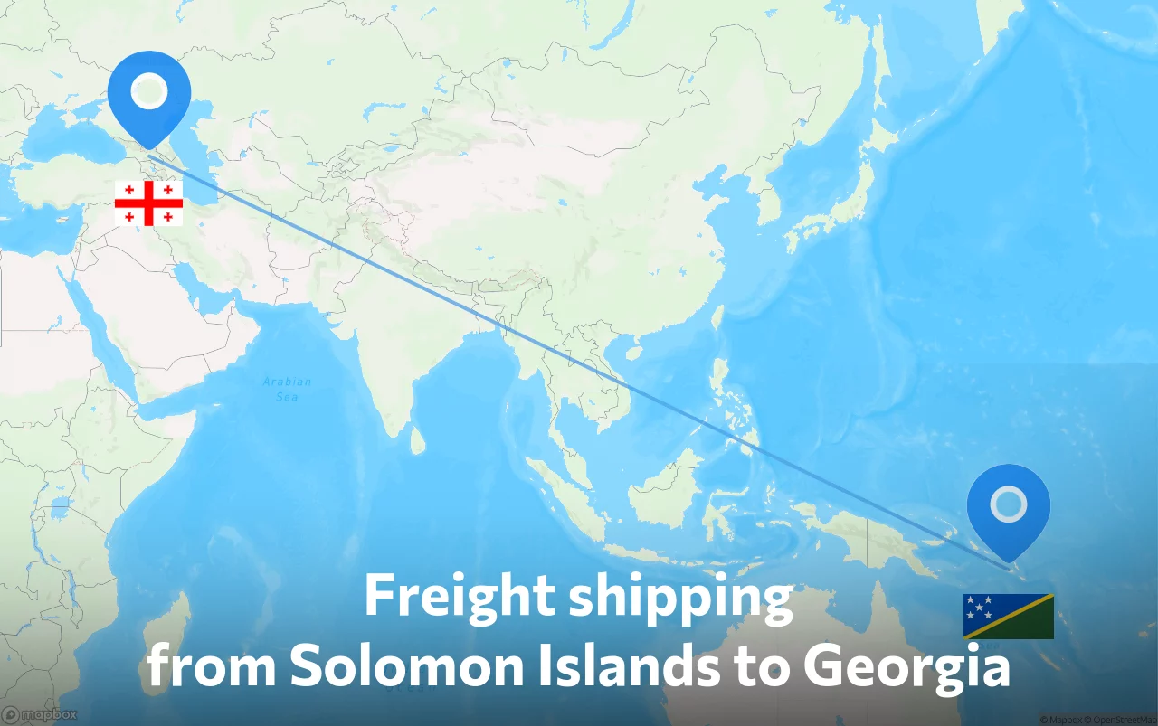 Shipping route from Solomon Islands to Georgia