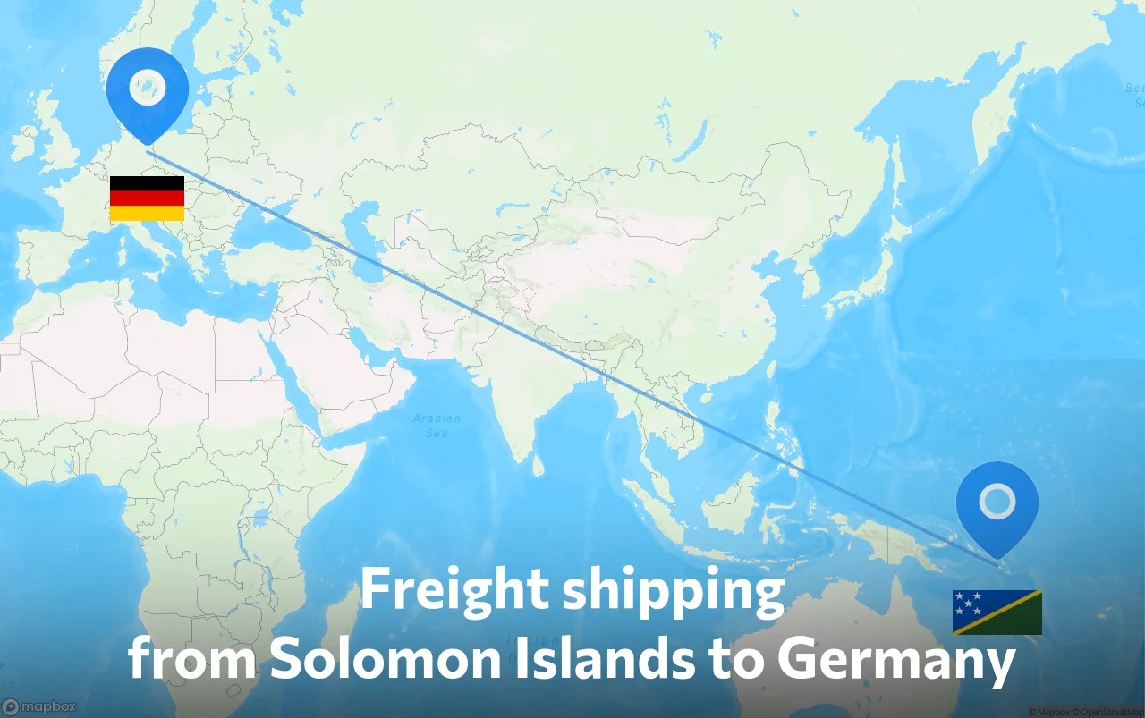 Shipping route from Solomon Islands to Germany
