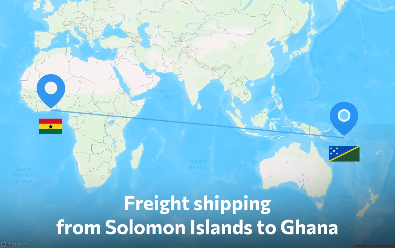 Shipping route from Solomon Islands to Ghana