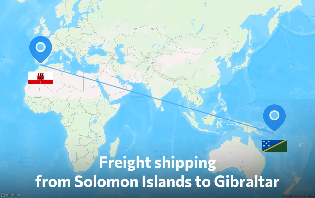 Shipping route from Solomon Islands to Gibraltar