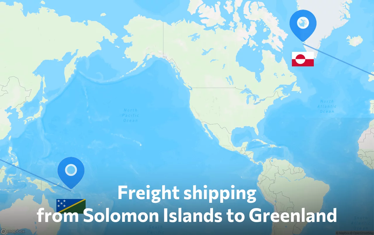 Shipping route from Solomon Islands to Greenland