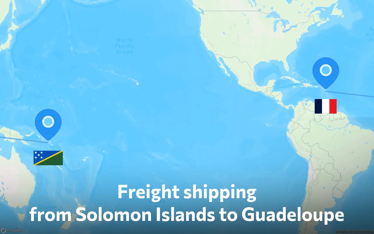 Shipping route from Solomon Islands to Guadeloupe