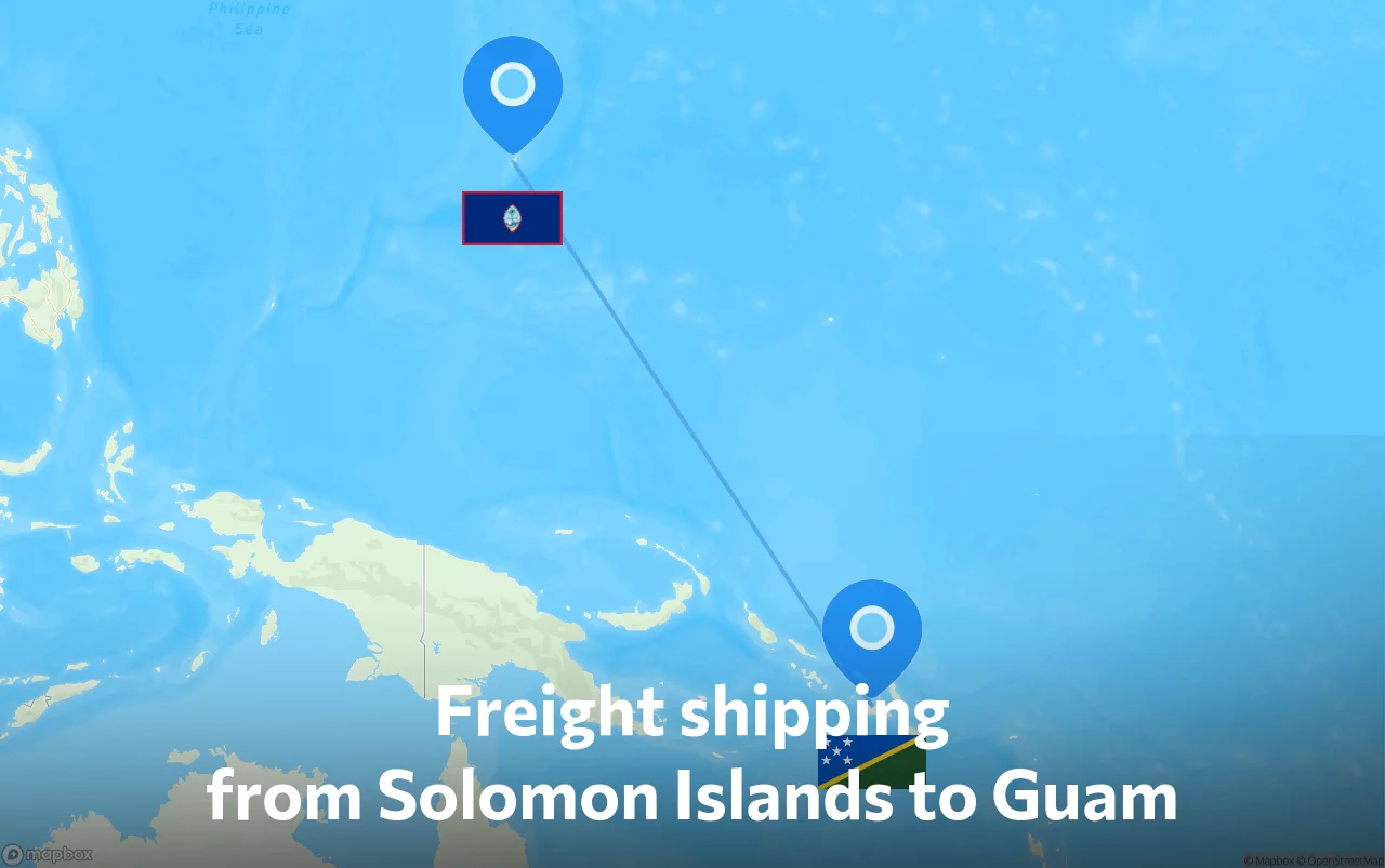 Shipping route from Solomon Islands to Guam