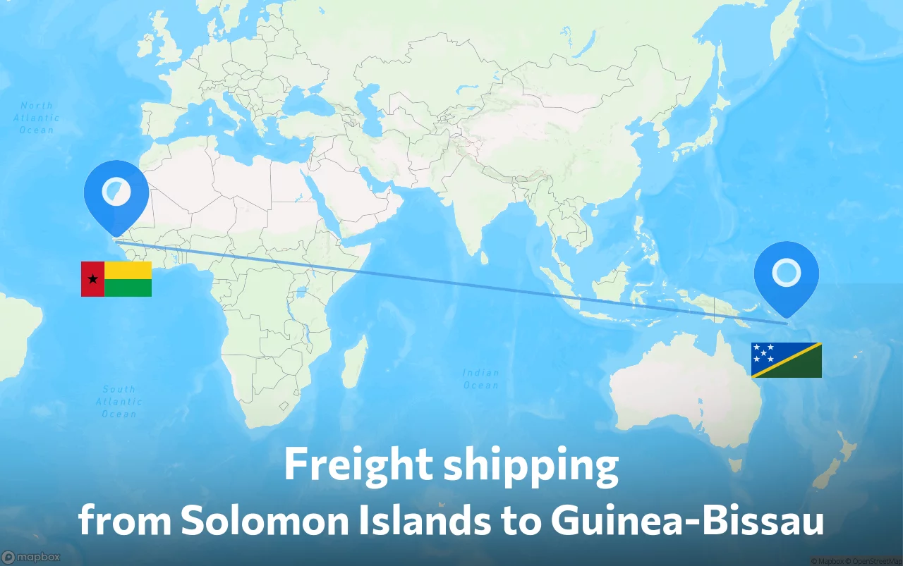 Shipping route from Solomon Islands to Guinea-Bissau