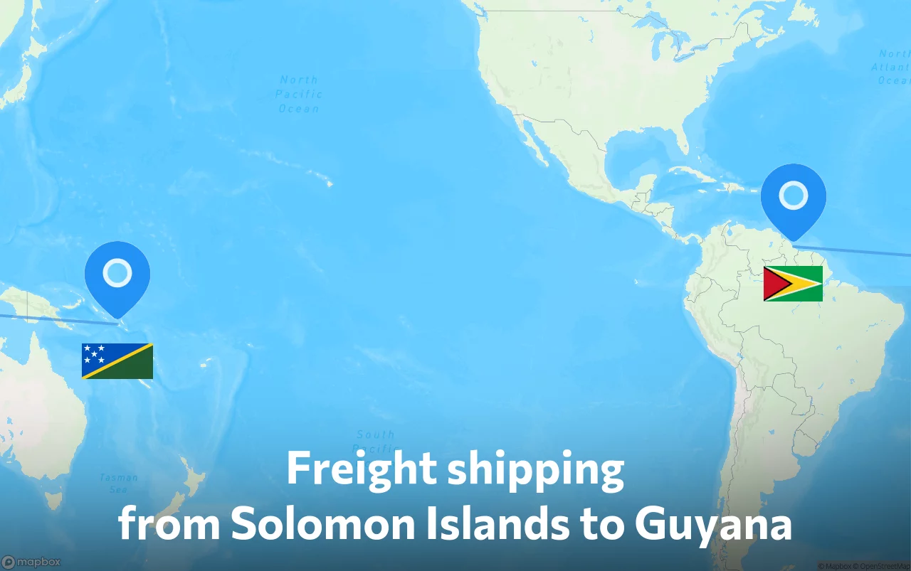 Shipping route from Solomon Islands to Guyana
