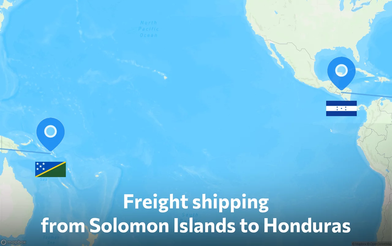 Shipping route from Solomon Islands to Honduras