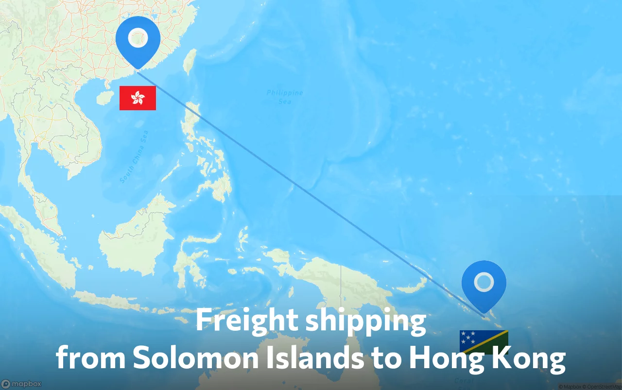Shipping route from Solomon Islands to Hong Kong