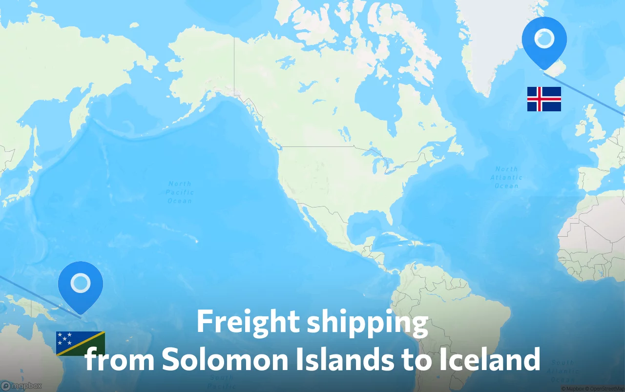 Shipping route from Solomon Islands to Iceland