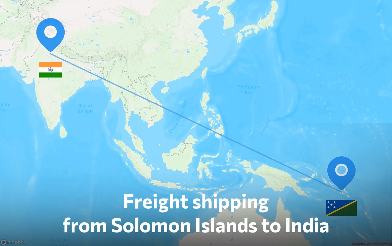 Shipping route from Solomon Islands to India