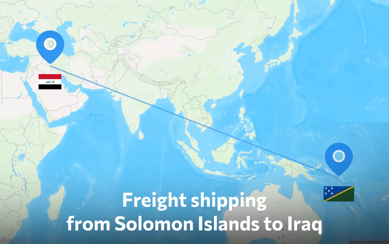 Shipping route from Solomon Islands to Iraq