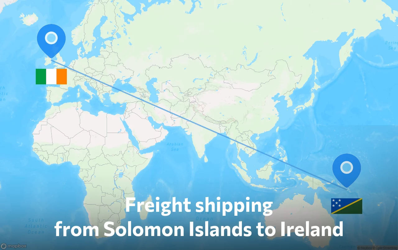 Shipping route from Solomon Islands to Ireland