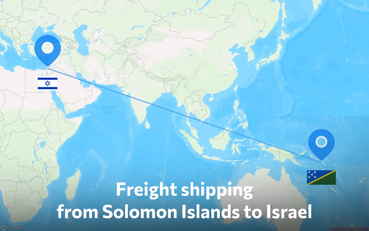 Shipping route from Solomon Islands to Israel