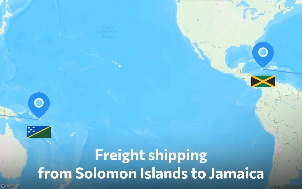 Shipping route from Solomon Islands to Jamaica