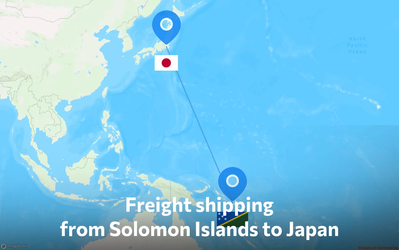 Shipping route from Solomon Islands to Japan