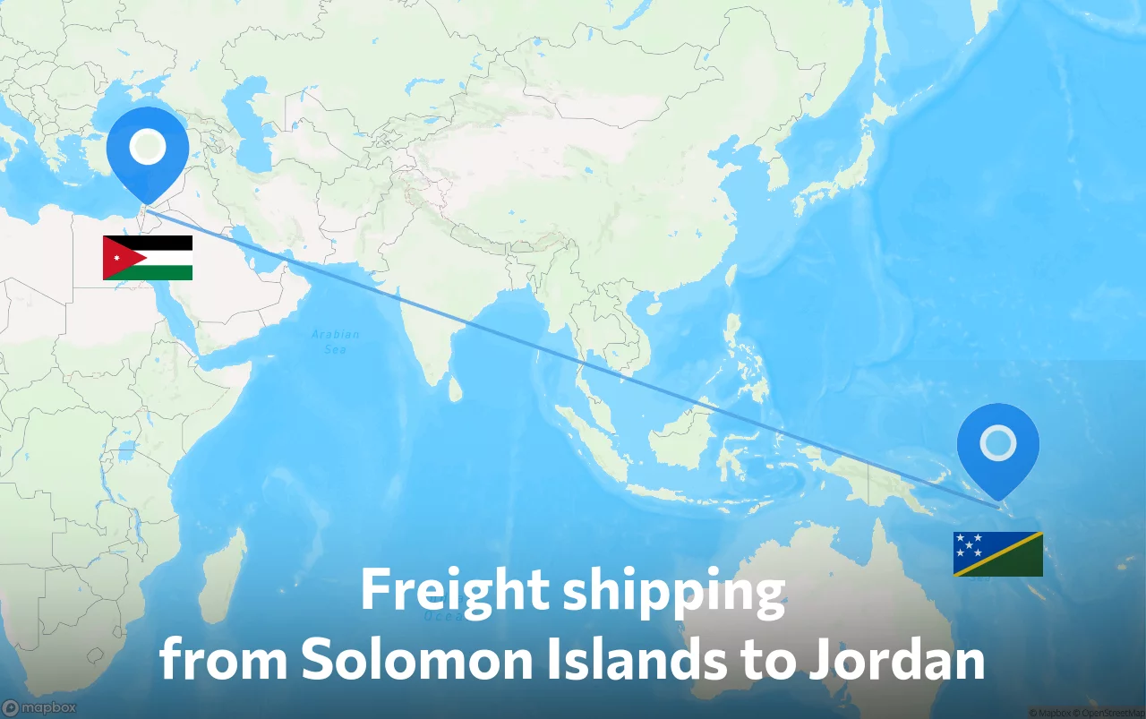 Shipping route from Solomon Islands to Jordan