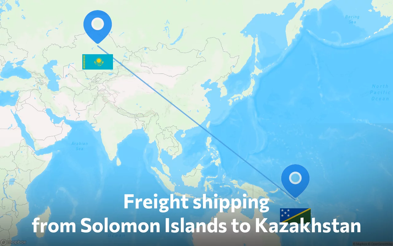 Shipping route from Solomon Islands to Kazakhstan