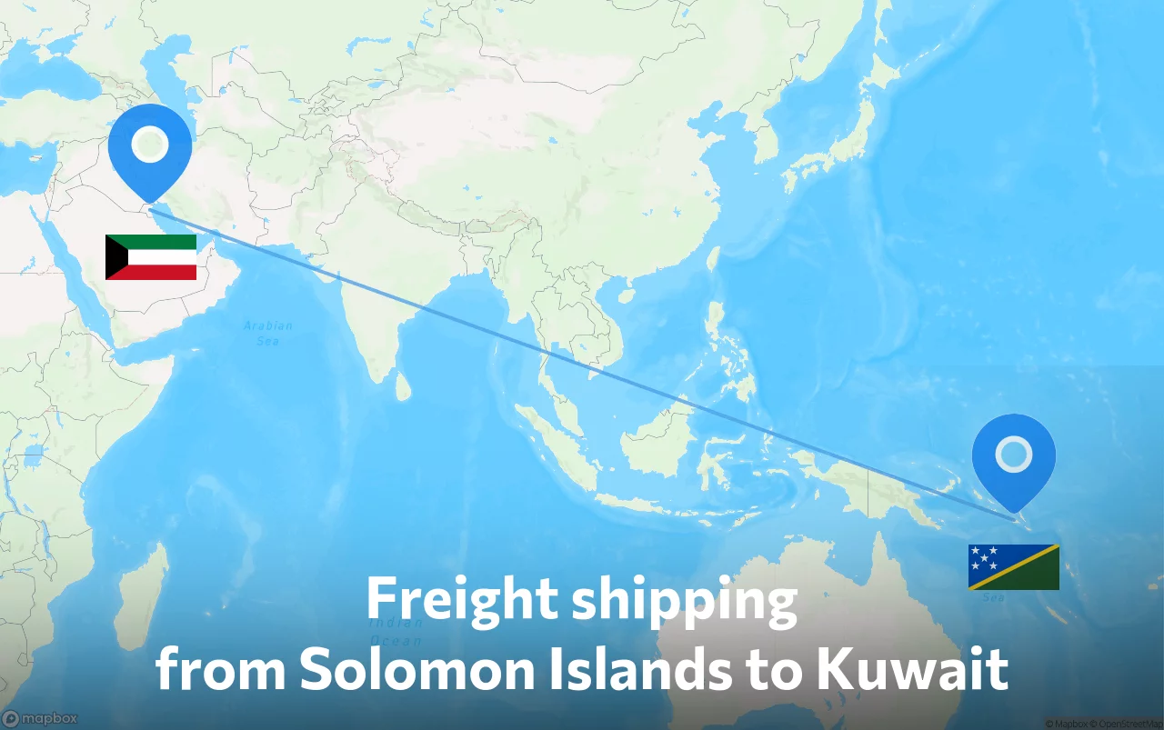 Shipping route from Solomon Islands to Kuwait