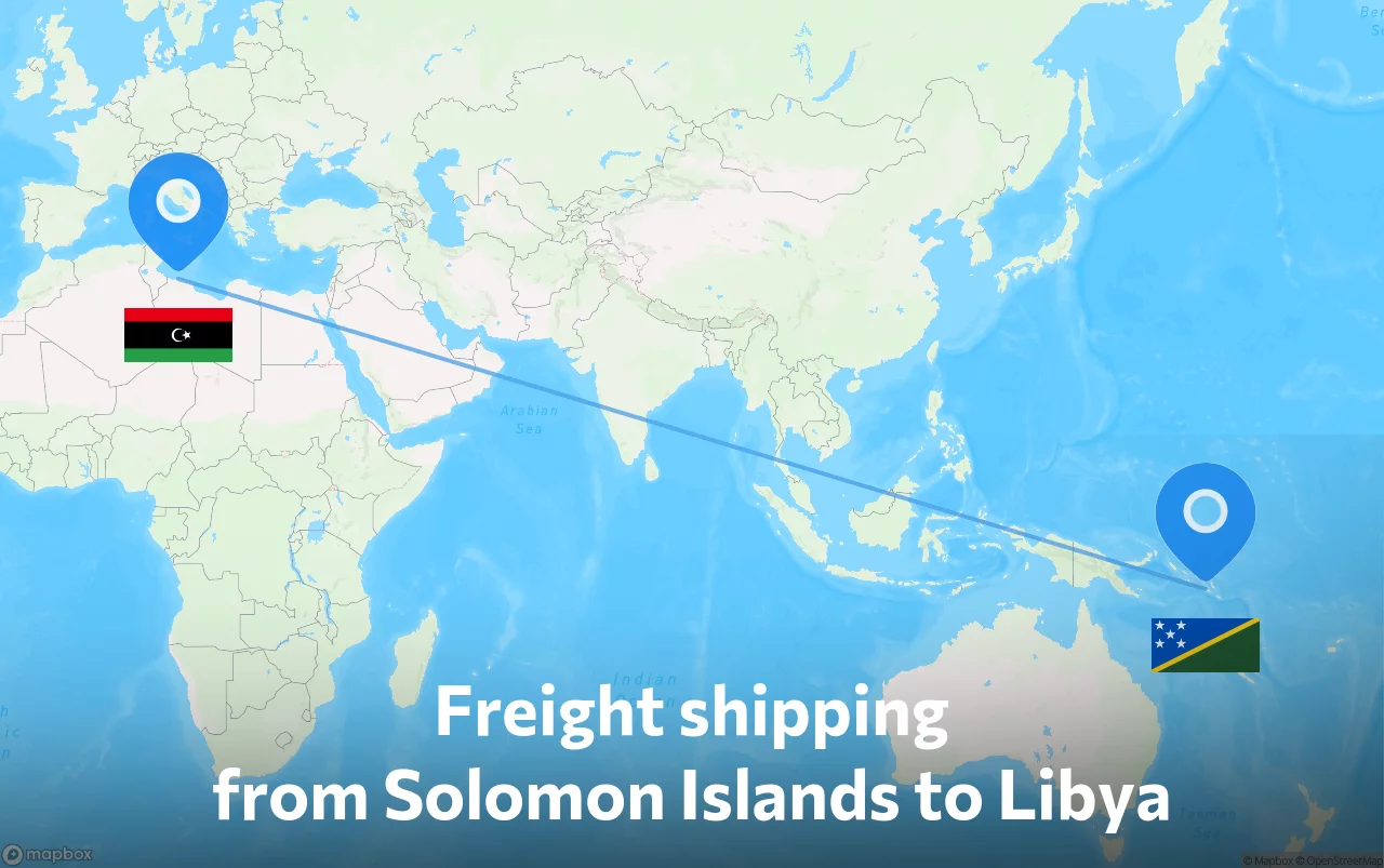 Shipping route from Solomon Islands to Libya