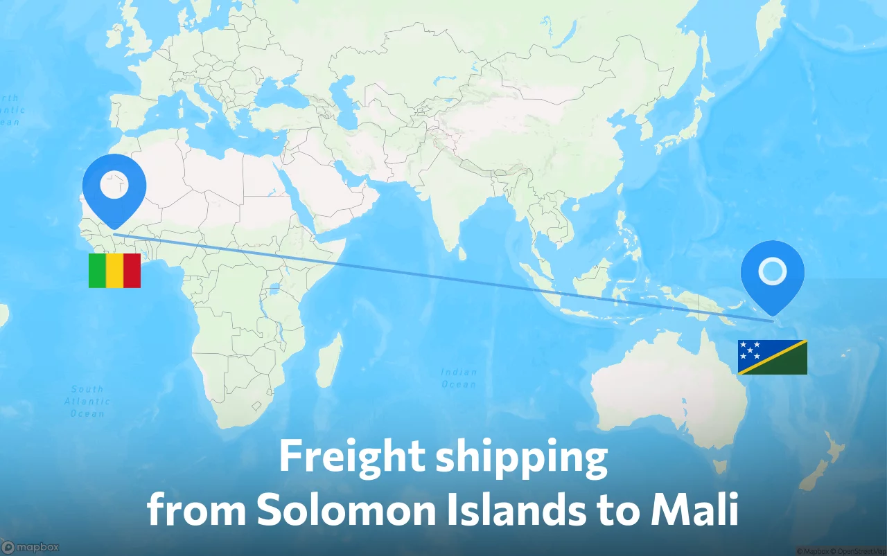 Shipping route from Solomon Islands to Mali