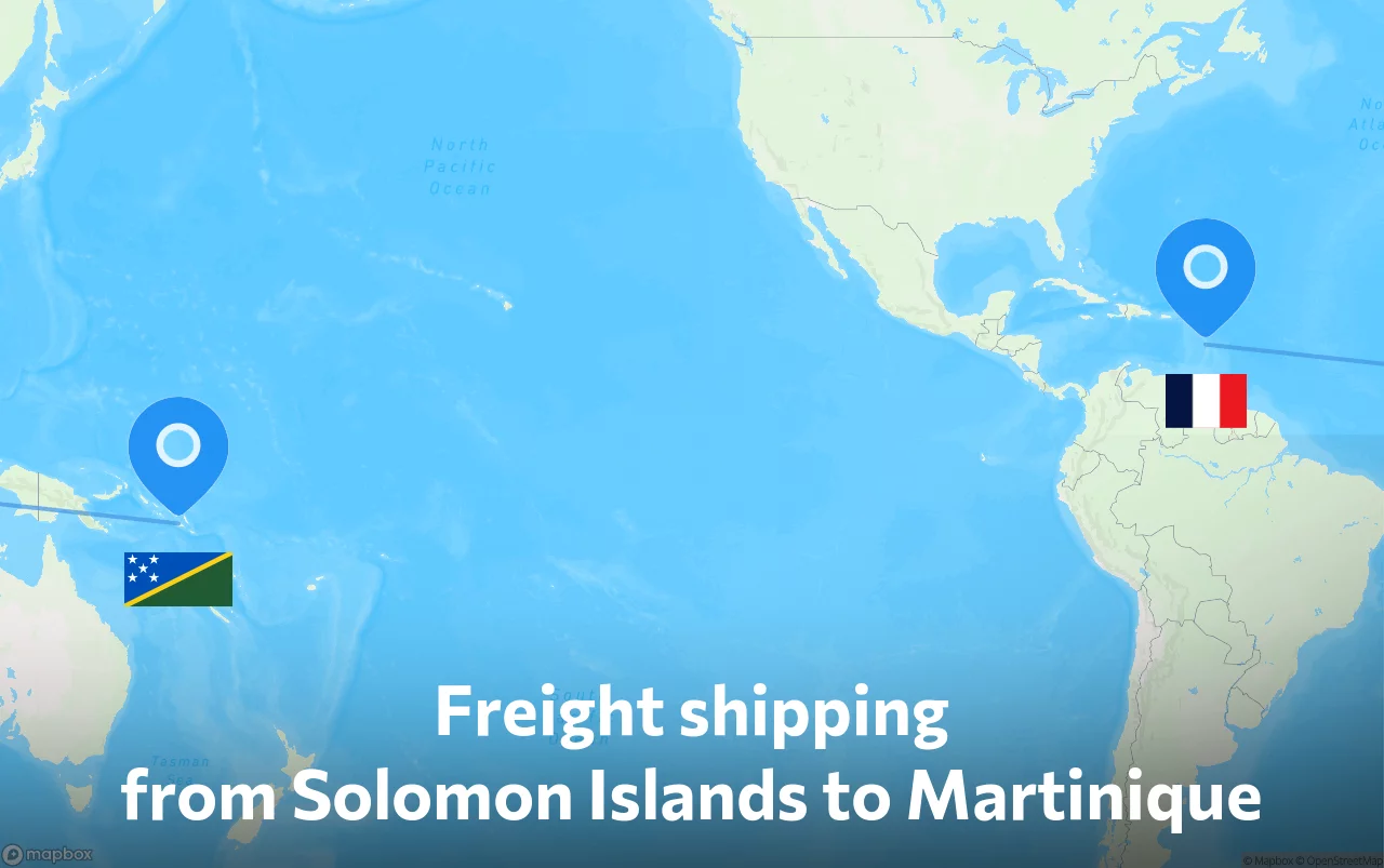 Shipping route from Solomon Islands to Martinique