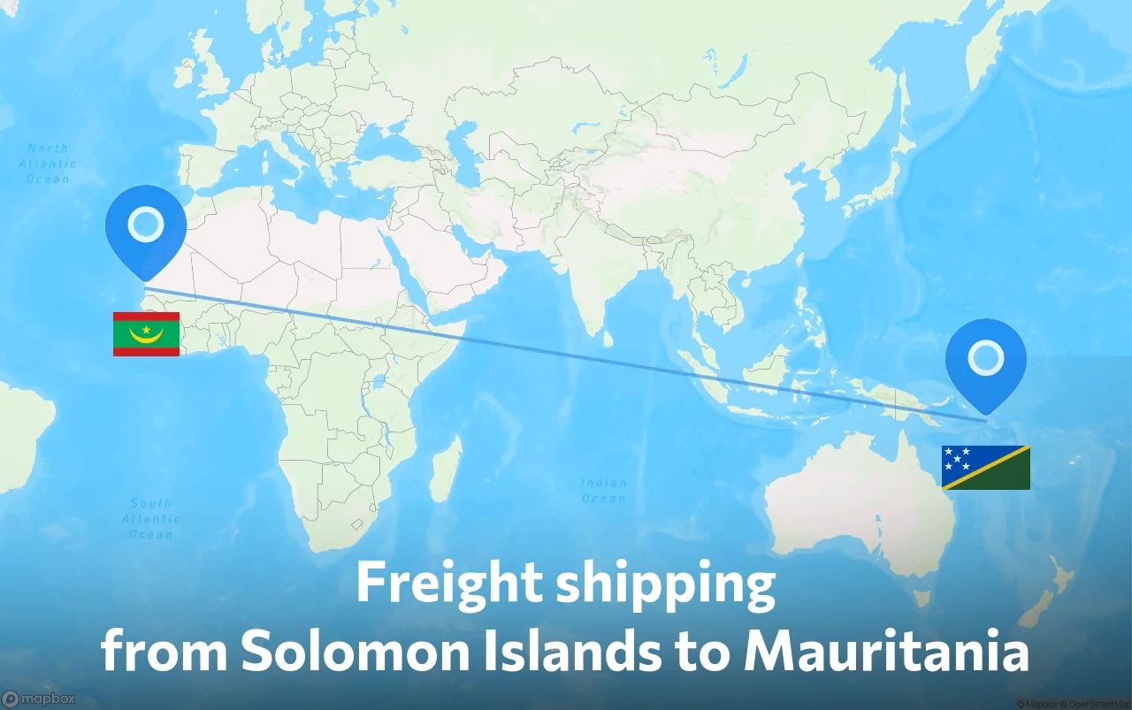 Shipping route from Solomon Islands to Mauritania