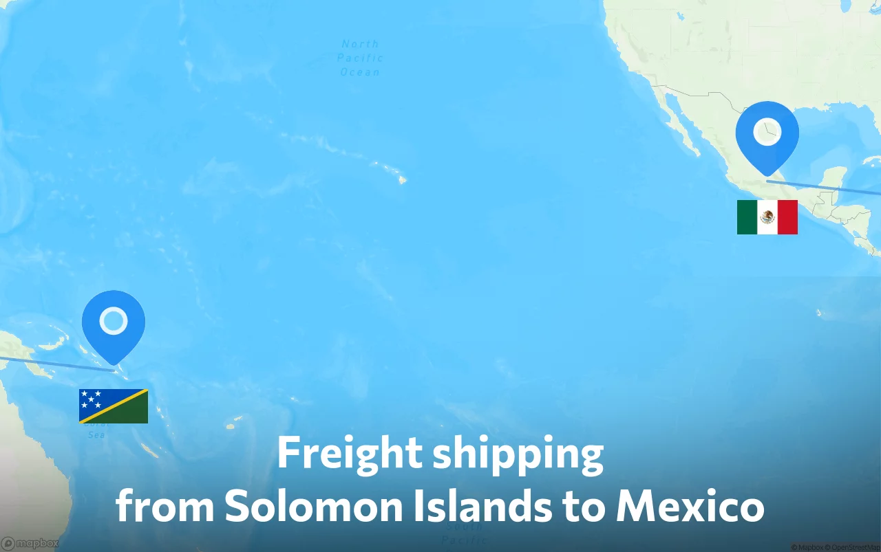 Shipping route from Solomon Islands to Mexico