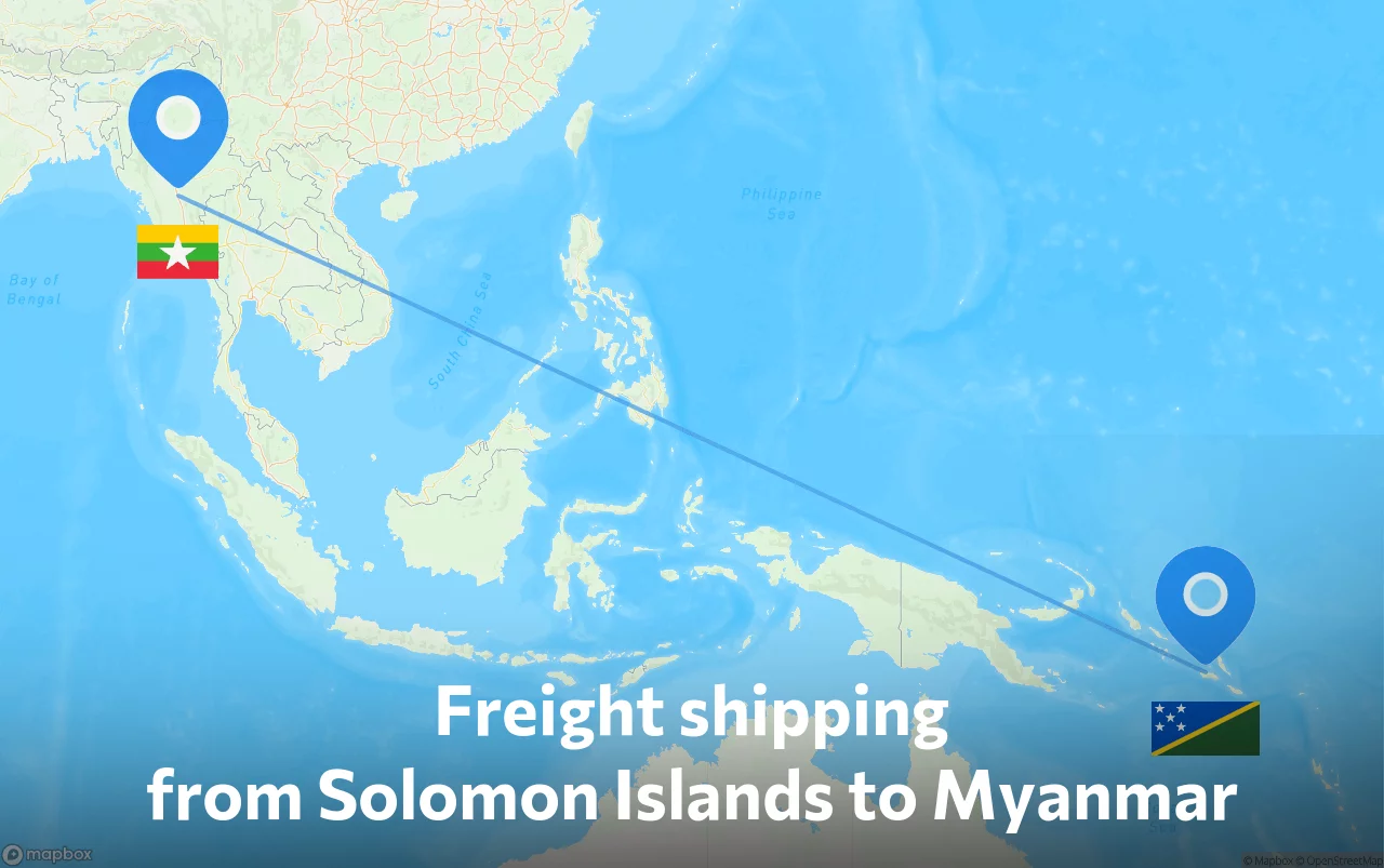 Shipping route from Solomon Islands to Myanmar